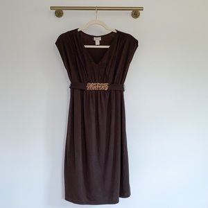 Motherhood Maternity Brown Midi Dress With Sequin Belt